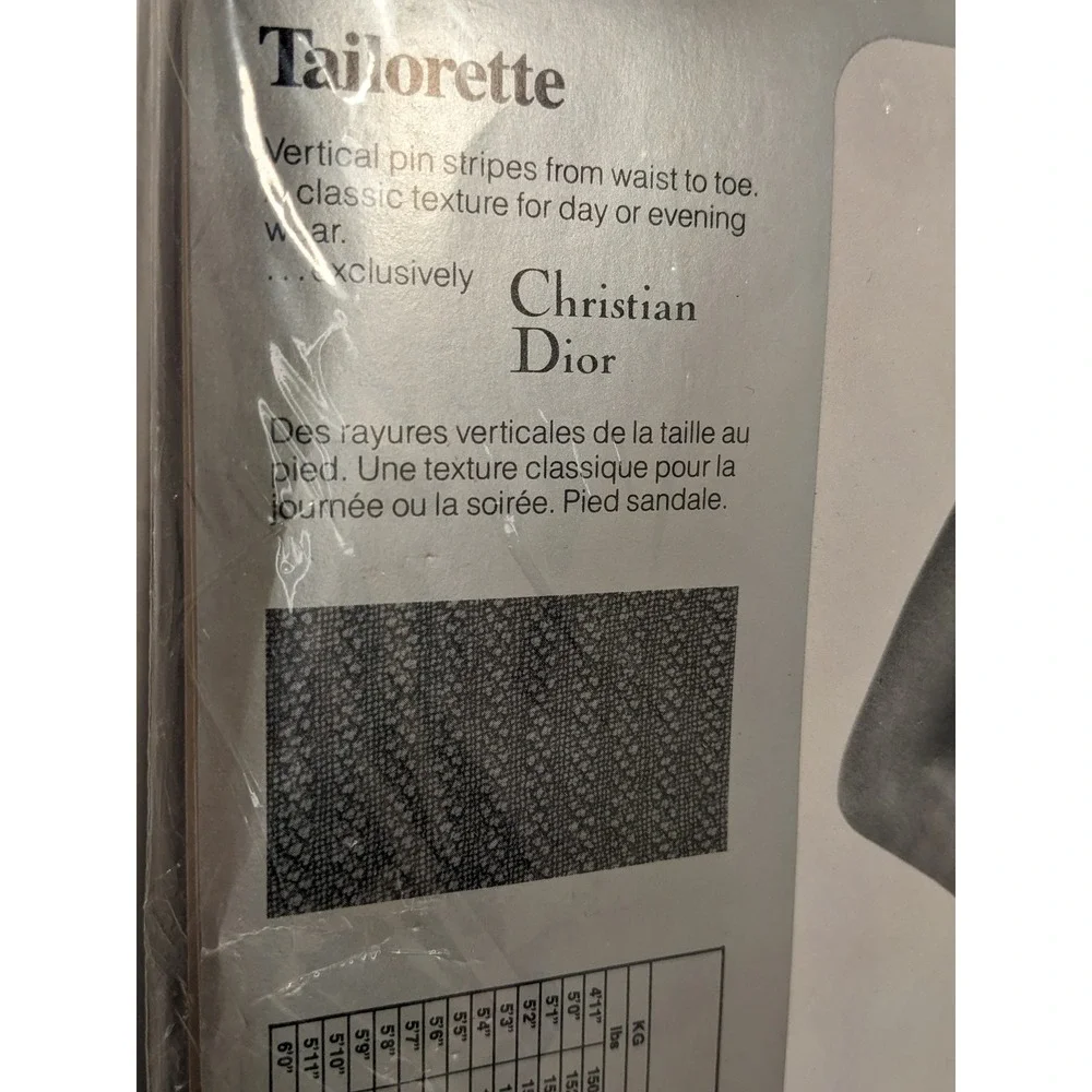 Christian Dior Tailorette 4369‎ Plum Violet Pin Stripe Texture Tights Size 2 NEW